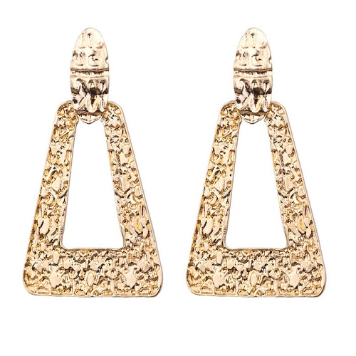 A-FX-E3773 Gold Triangle Loop Abstract Statement Earstuds